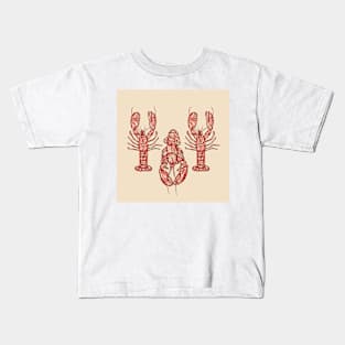 Lobster Watercolor Minimalist Kids T-Shirt